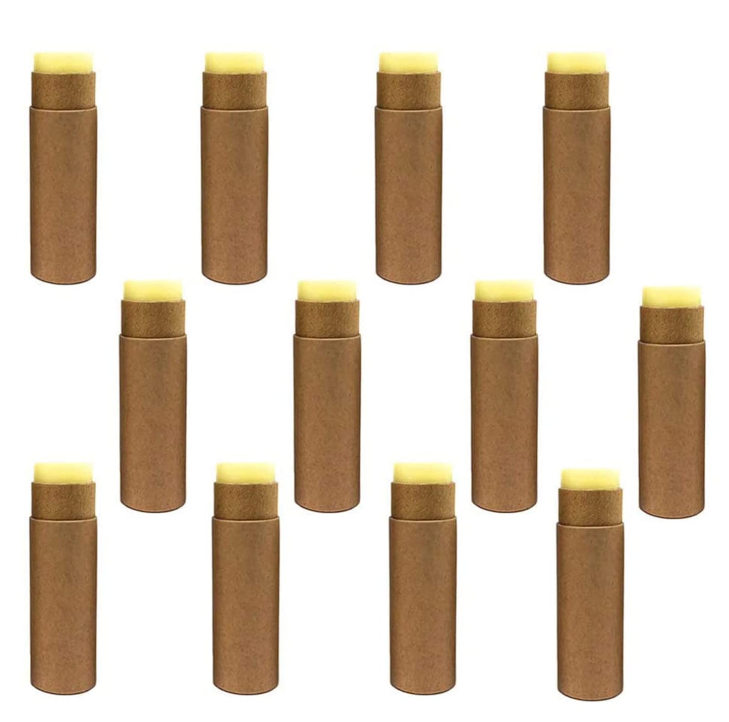 Healthcom 12 Pcs 0.3 Oz Paperboard Lip Balm Tubes 10ml Empty Cardboard Krafts Lipstick Tube Refillable Lip Gloss Container Solid Perfume Container for DIY Cosmetic Samples Deodorant (Brown)