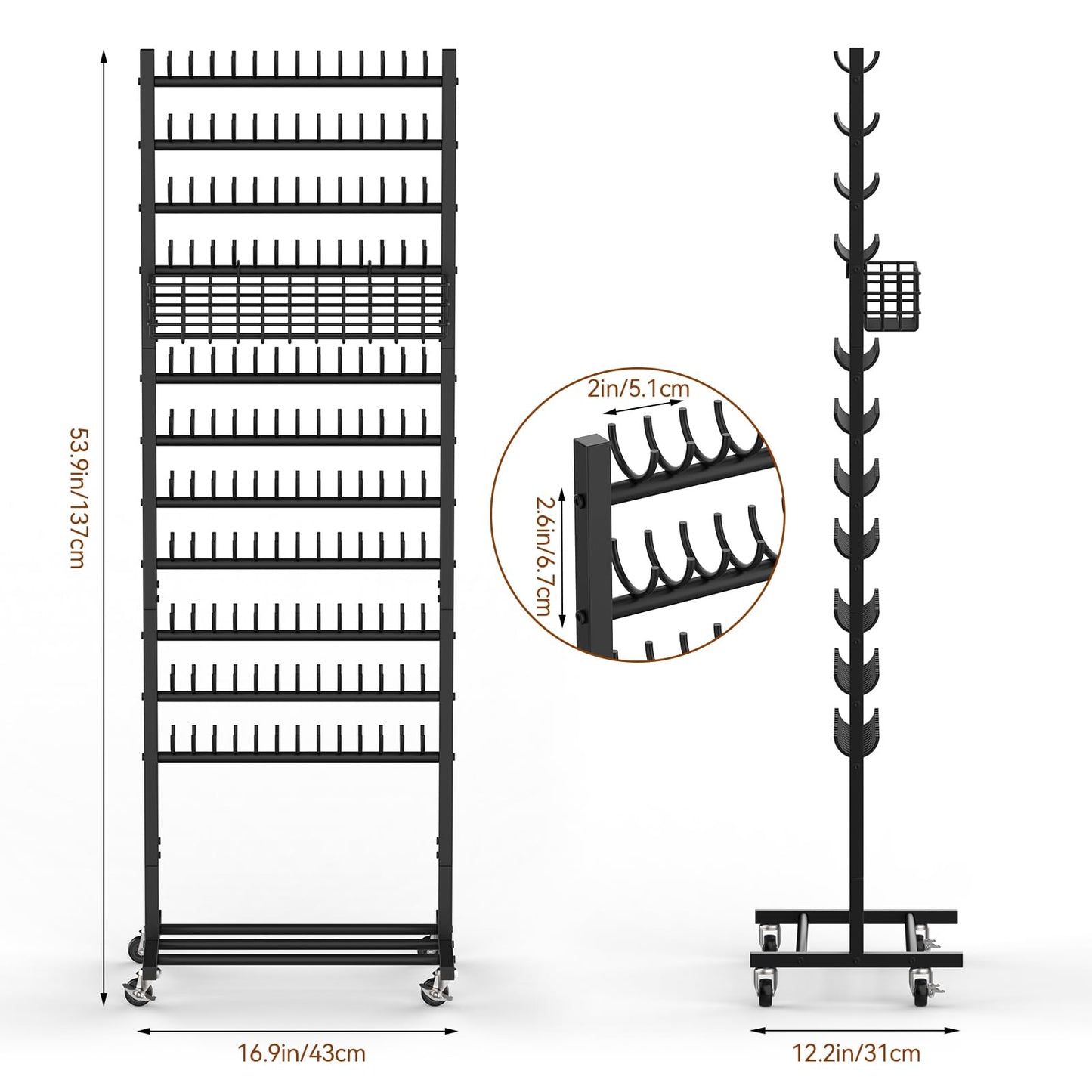Braiding Rack 286 Pegs Braiding Hair Rack with Wheels 2-Sided Hair Braiding Stand for Braiders Hair Separator for Braiding Standing Extension Holder Hanger for Salon Home