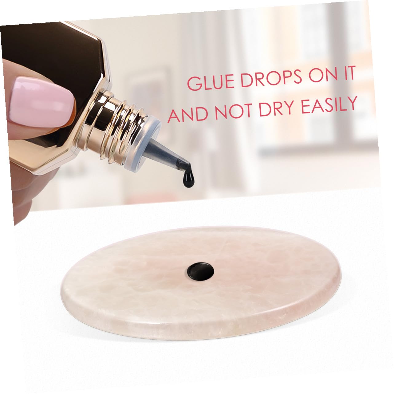 2 Pieces Grafted Eyelash Jade Stones Eyelash Extension Pallet Holder Round Pallet Pad Resin Nail Art Plate Palette Makeup Palette (Pink)