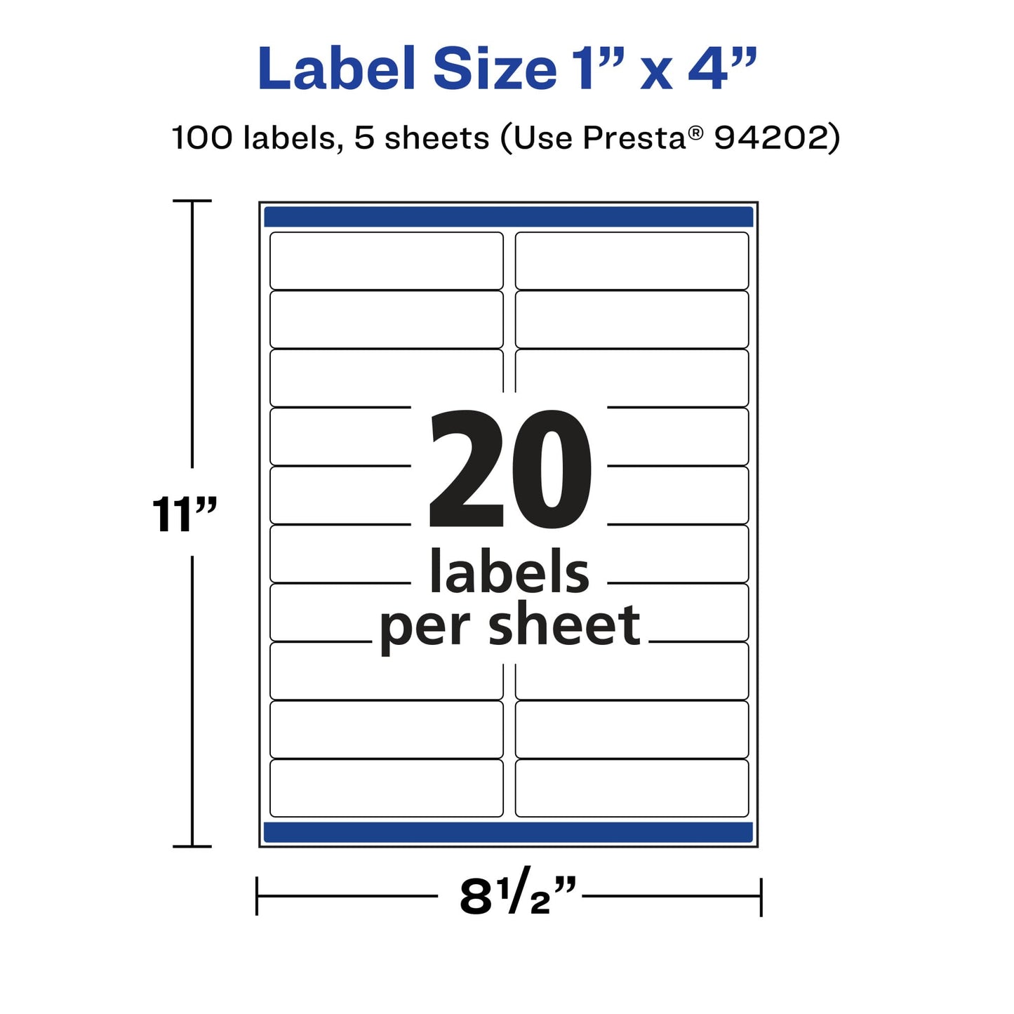 Avery Glossy Clear Rectangle Labels, Sure Feed Technology, 1" x 4", 100 Glossy Clear Labels, Laser/Inkjet Printable