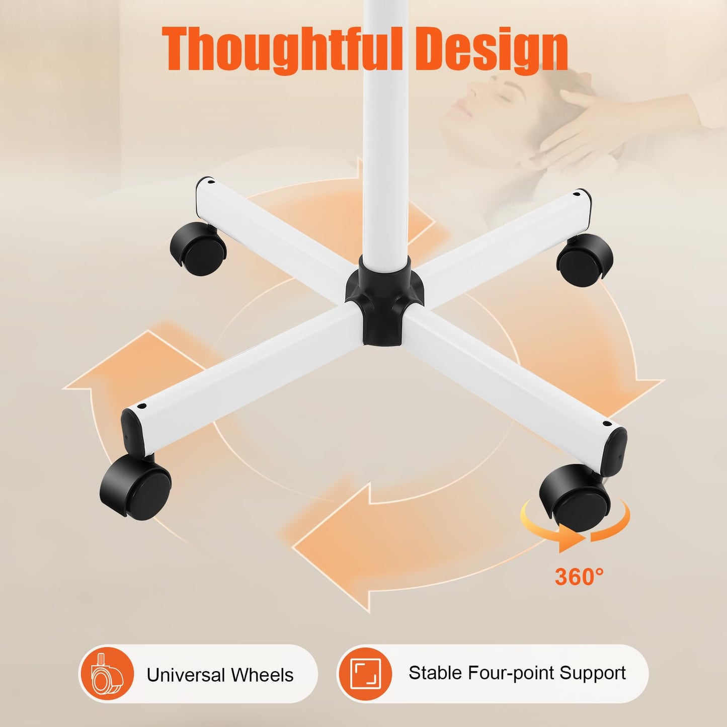 Professional Ozone Facial Steamer on Wheels, Adjustable Height, 360° Rotatable Nozzle, for Home and Salon