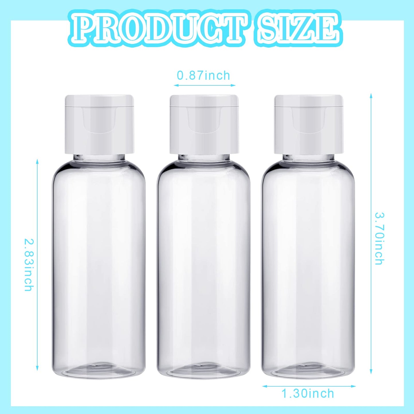 Tessco for you 200 Pack 1.7 oz Travel Bottles for Toiletries, Refillable Clear Plastic Travel Size Containers with Flip Cap, Leakproof Empty Bottles for Shampoo, Lotion, Conditioner, Soap, Liquids