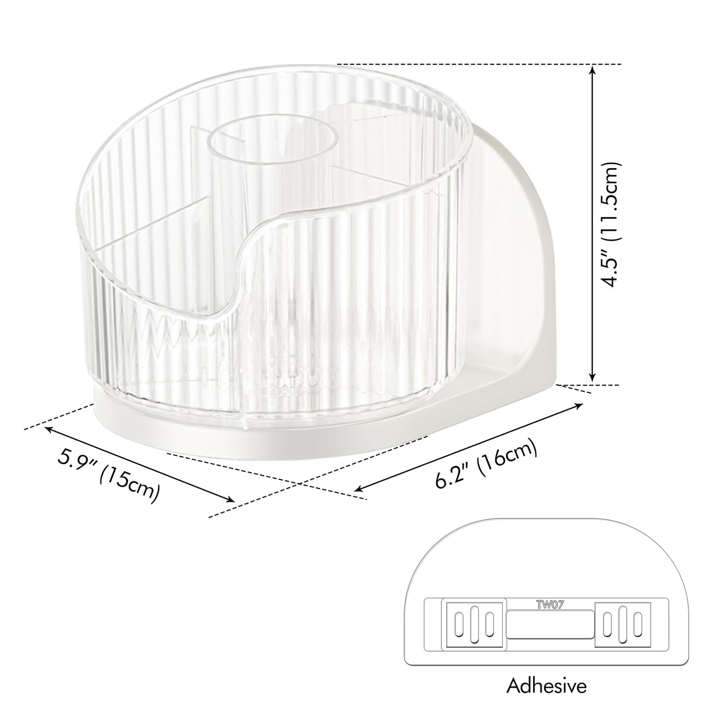 Poeland Wall Mounted Makeup Brushes Organizer, 360 Rotating Makeup Holder with 6 Compartments for Skincare Products, Makeup Brushes