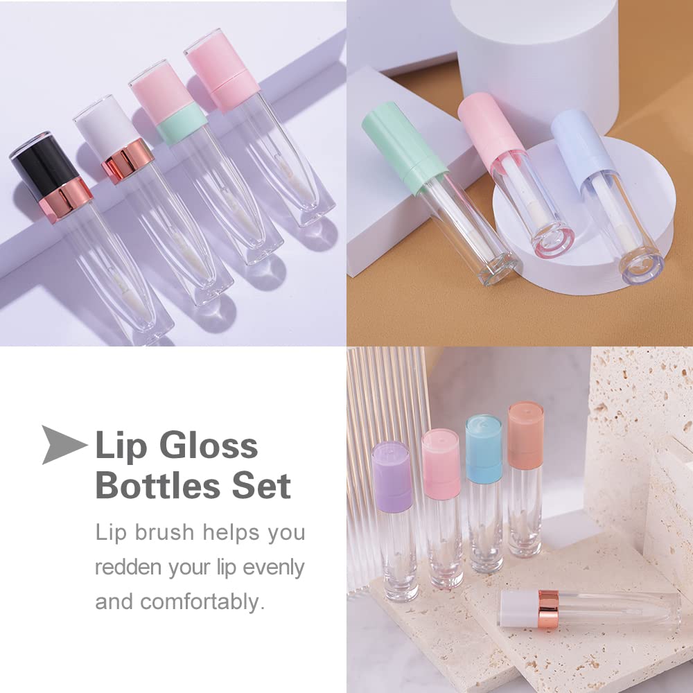 YITOU 12Pcs Refillable Empty Lip Gloss Tubes with Wand Applicator, 8ml Lip Balm Containers with Stopper Lip Glaze Bottle Lip Gloss Making Kit for DIY Lipgloss Lipstick Samples Pink-Update