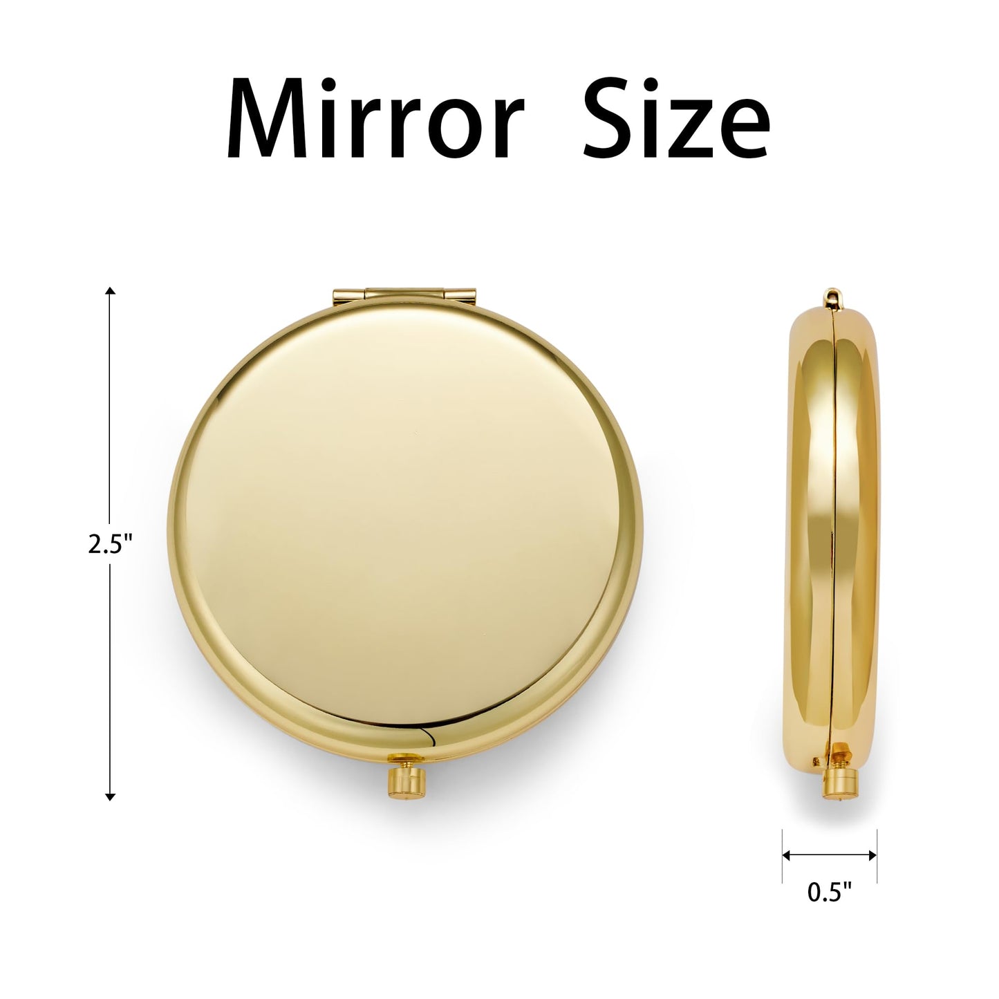 QUSTGO Compact Mirror, Pocket Travel Makeup Mirror for Purse, Metal Round Shell, 2-Sided 1X/2X Magnifying, Portable, Folding, Handheld, Gold, 18 Pack