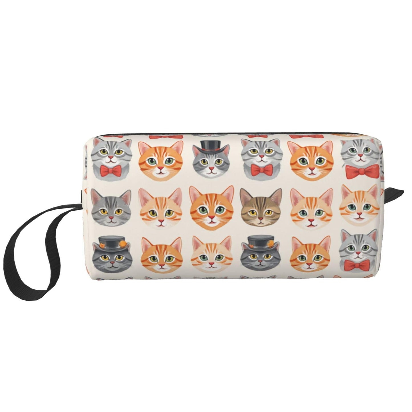 OLUSENMO Small Makeup Bag for Travel - Cute Cat Print Cosmetic Organizer with Zipper Closure Oxford Fabric Impact-Resistant Multi-Purpose Storage Perfect for Gym, Daily Use