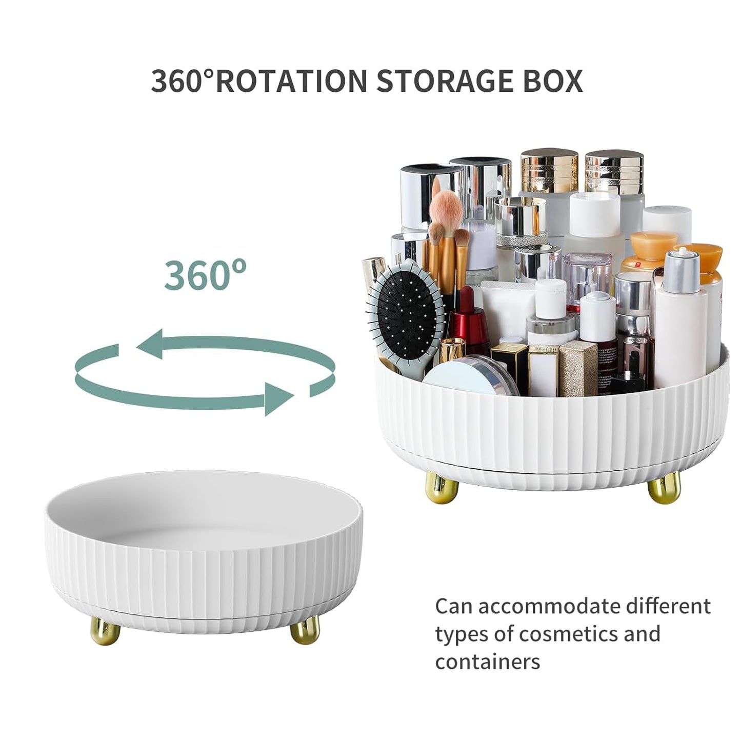 funest Makeup Perfume Organizer, 360 Degree Rotating Lazy Susan Cosmetic Desk Storage Lotions Display Case Round Tray with Large Capacity, for your Jewelry