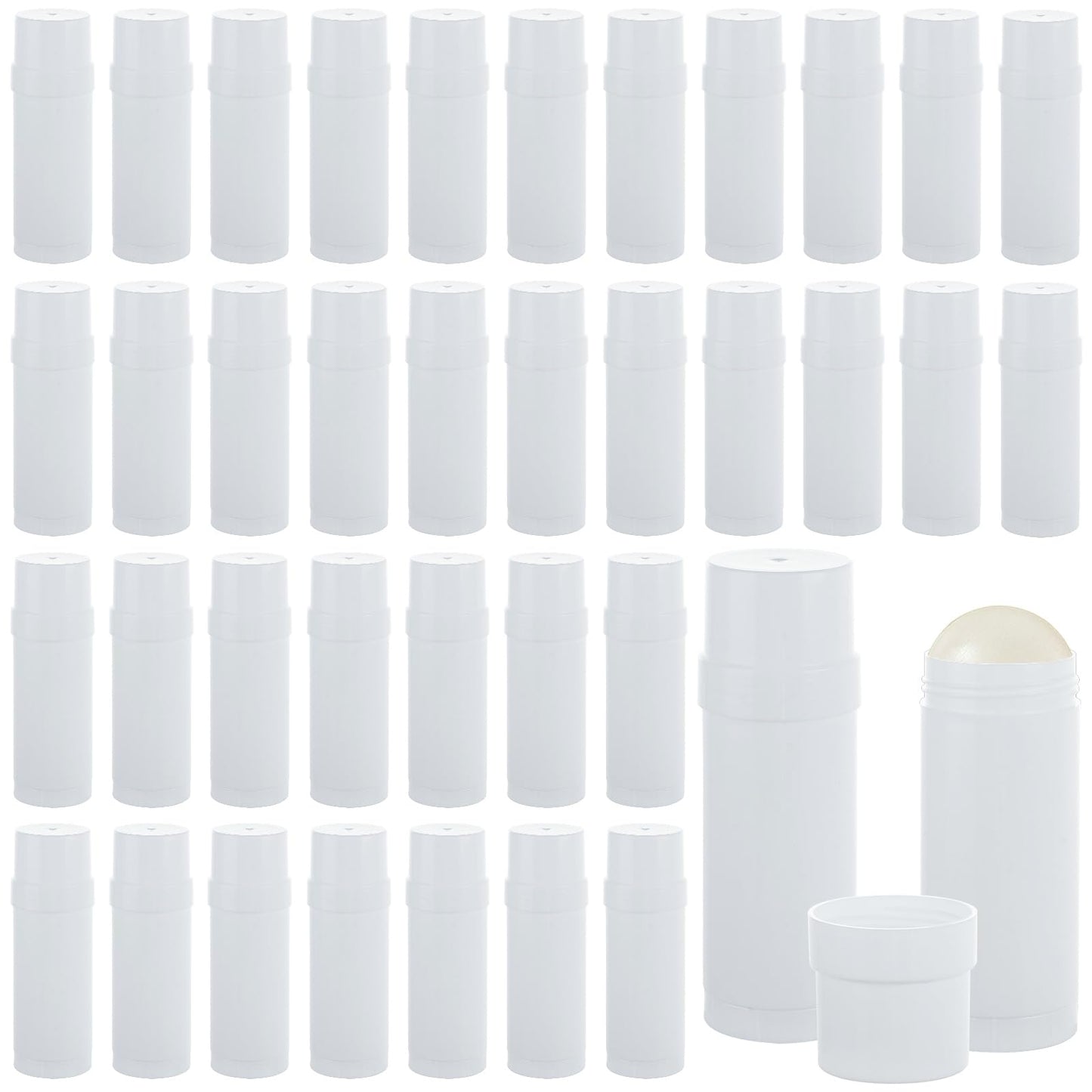 LDHHYH 30 Pack 60ml / 2oz Deodorant Containers Empty, Empty Lip Balm Tubes, Twist Up Stick Tube, Refillable Plastic Deodorant Holder Tube for Homemade Lipstick Sunscreen Balm Lotion Bar – White