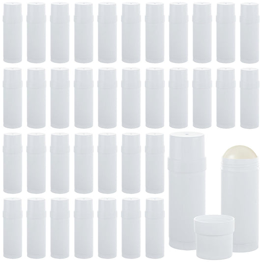 LDHHYH 30 Pack 60ml / 2oz Deodorant Containers Empty, Empty Lip Balm Tubes, Twist Up Stick Tube, Refillable Plastic Deodorant Holder Tube for Homemade Lipstick Sunscreen Balm Lotion Bar – White