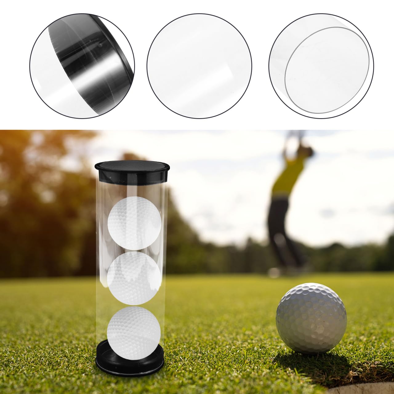 HOMSFOU 4pcs Clear Anti-Scratch Golf Ball Tube - Plastic Portable Transparent Golf Ball Storage Container, for Course, Travel