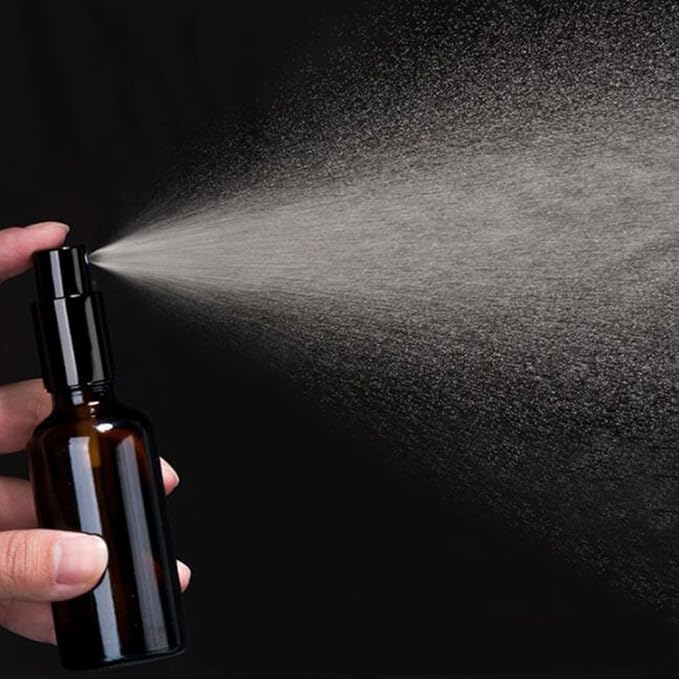 YIZHAO Amber Glass Spray Bottles 1oz, with Small Fine Mist Spray, Metal Cap, Refillable for Essential Oil,Travel,Cleaning,Perfume,Aromatherapy,Makeup – 24 Pcs
