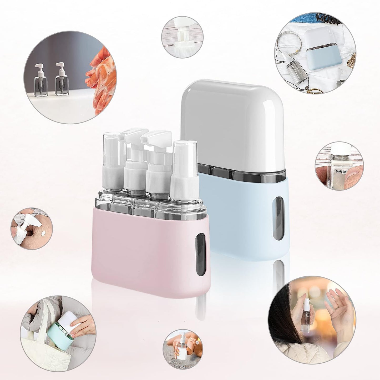 Rirool Travel Bottle Set, 8 Pack TSA Approved Travel Size Bottles, Travel Containers Dispenser, Travel Shampoo Bottles for Cosmetic Conditioner and Lotion