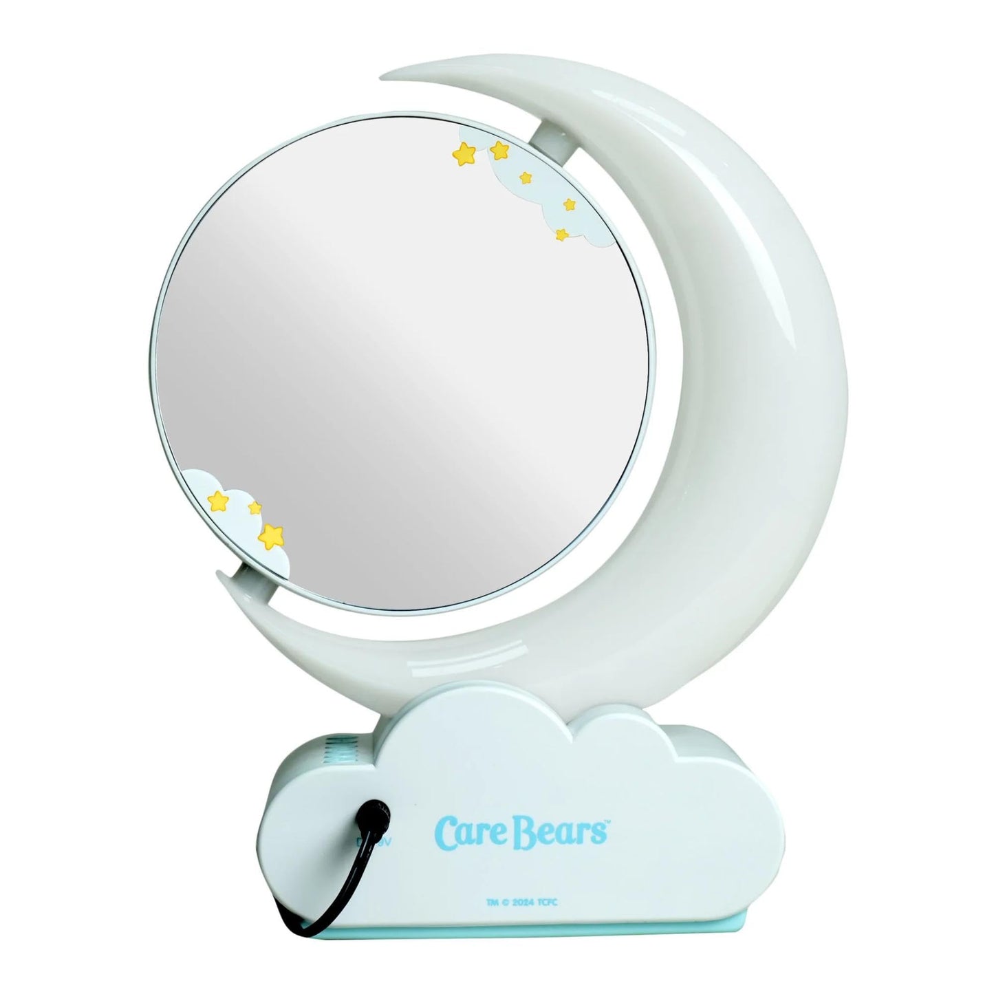 Impressions Vanity Care Bears Bedtime RGB Moon Lamp Makeup Mirror with Lights and 7X Magnification, App Controlled Vanity Desk Mirror with Crescent Moon RGB Rainbow LED Lamp Mirror for Bedroom