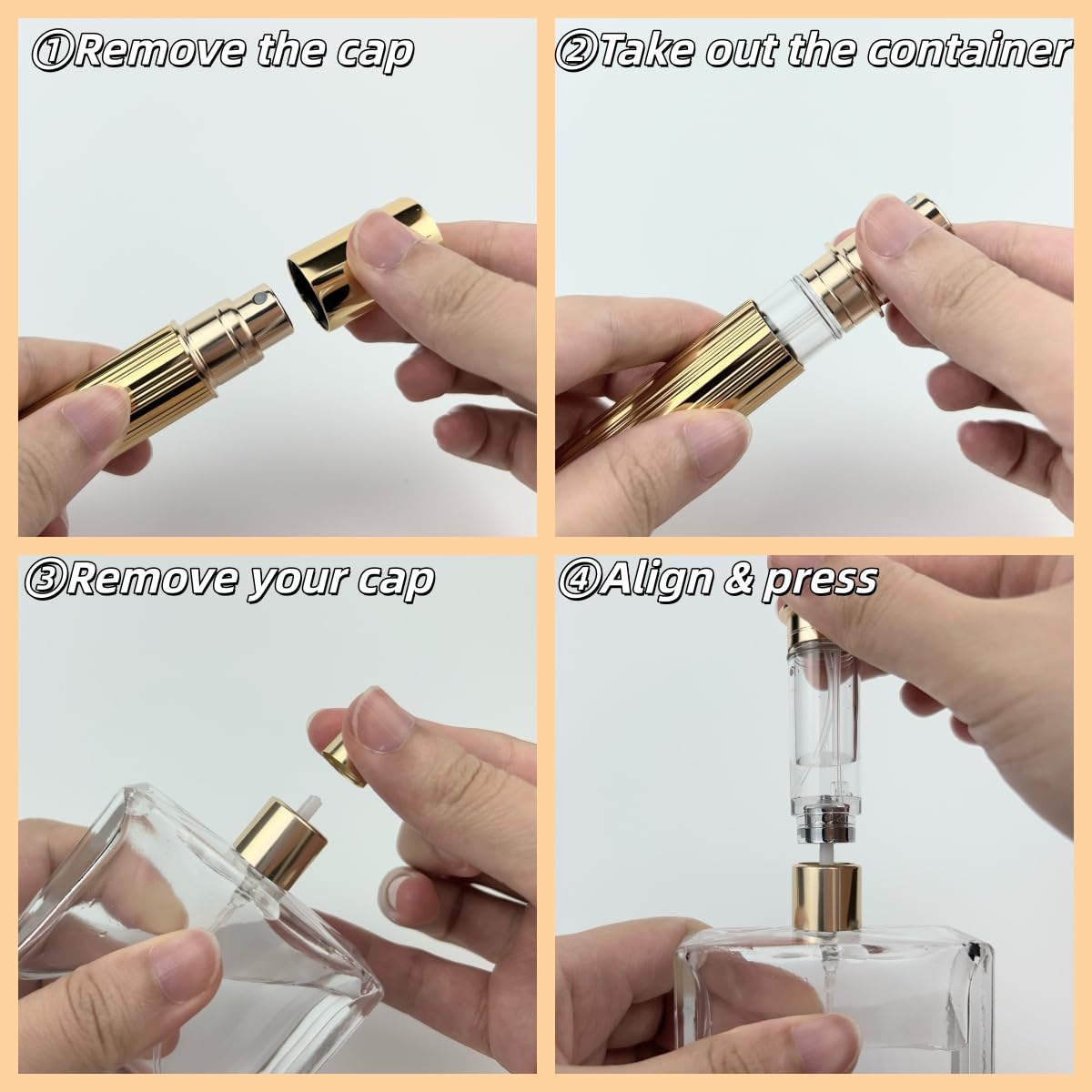 4pcs Bottom Filling Perfume Travel Refillable Atomizer, 5ml Travel Size Perfume Refill Bottle, Cologne Travel Bottle, Mini TSA Approved Perfume Atomizer, Portable Leak Proof Small Spray Bottle
