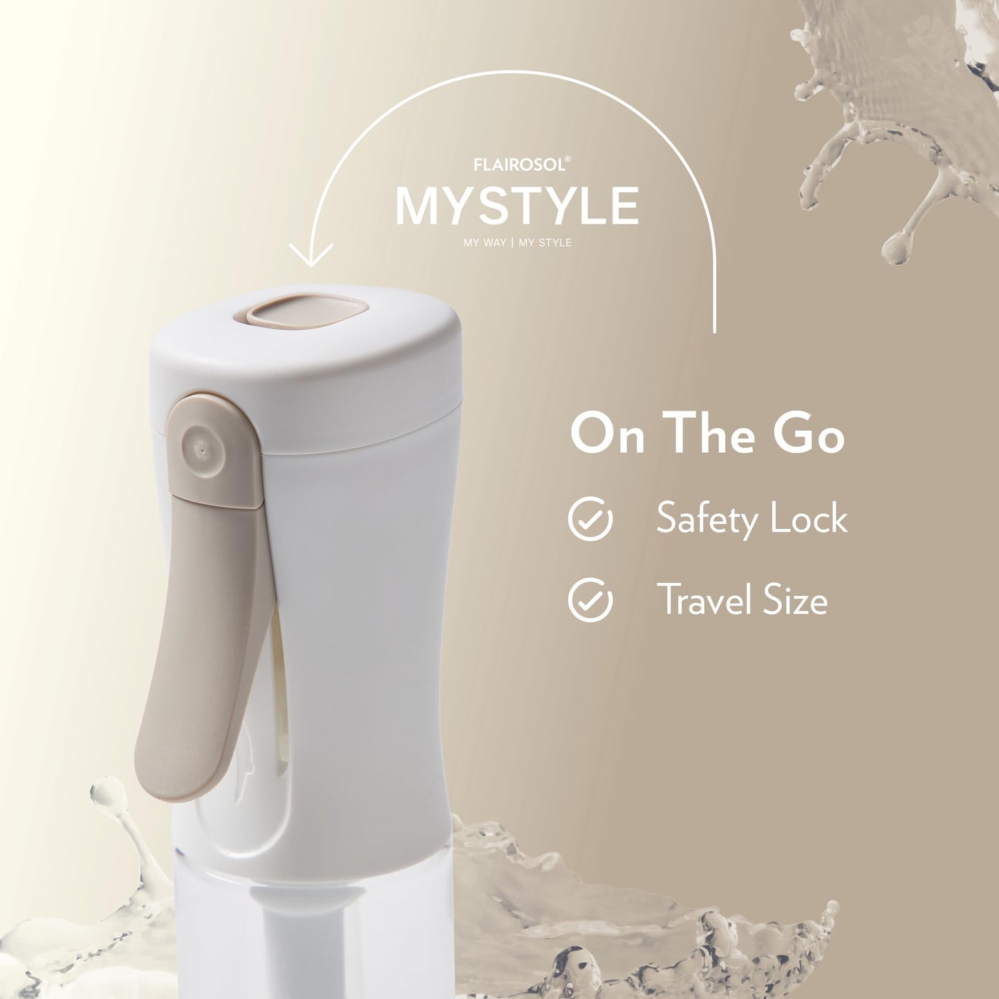 FLAIROSOL MyStyle, Spray Bottle for Hair - Small Travel Spray Bottle, Ultra Fine Continuous Water Mist for Face, Hairstyling, Salon, Cleaning, Beauty, Toners, Hydration & Makeup, 3.04oz / 90ml, White