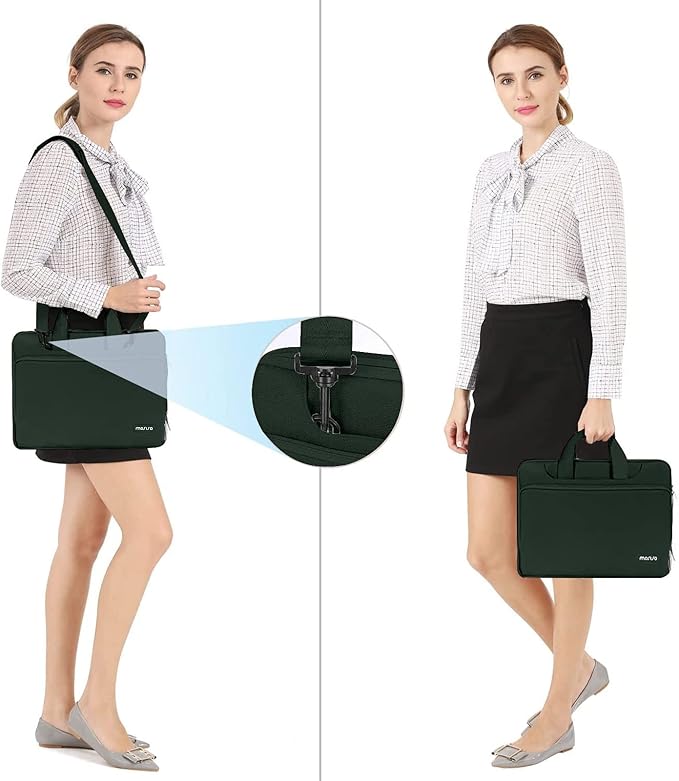 MOSISO 360 Protective Laptop Shoulder Bag Compatible with MacBook Air/Pro, 13-13.3 inch Notebook, Compatible with MacBook Pro 14 inch M5 M4 M3 M2 M1,Matching Color Sleeve with Belt, Emerald Green
