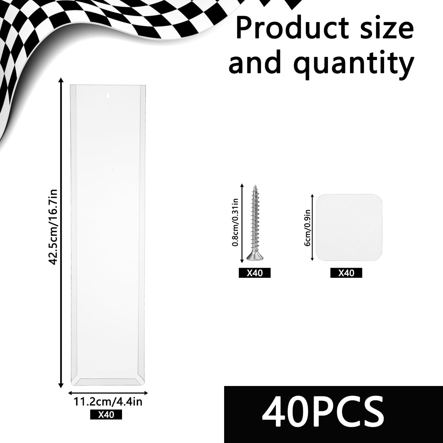 40 Pcs Clear Display Case for Packaged Model Cars,Model Car Display Cases Wall Mount-Holds up to 120 Cars,Toy Car Storage Organizer Compatible with Hot Wheels,Clear Model Car Display Case,16.7 x 4.4in
