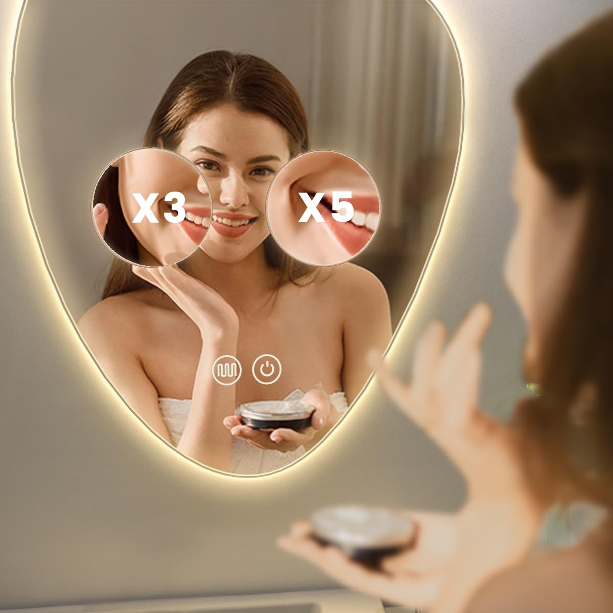HOMEMORE Smart Bathroom Mirrors for Over Sink Bar Restroom Mirror Espejos para Baños Adjustable 3X and 5X Magnifying Glass Suitable for Bathroom Environments