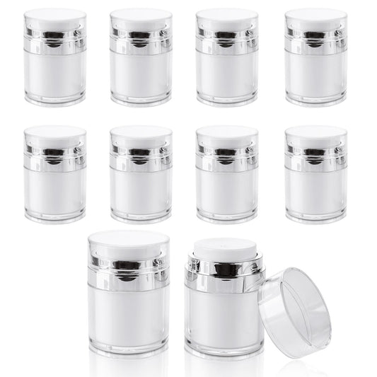 YOUNTHYE 10PCS 1 oz Airless Pump Jar Bulk 30ML Moisturizer Pump Dispenser Empty Pump Moisturizer Container Vacuum Cosmetic Travel Containers Refillable Moisturizer Container for Creams Gels Lotion