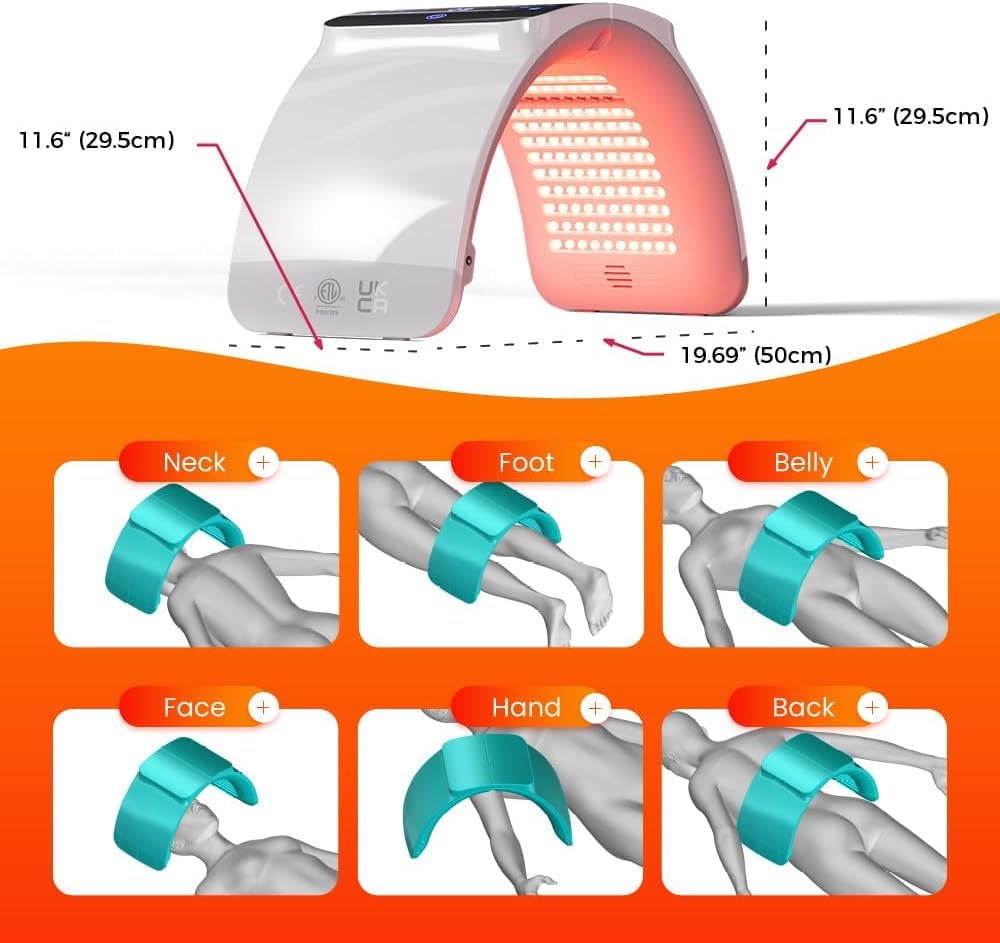 BestQool LED Mask Photon LED Light Therapy - 6 Colors with Near Infrared Light LED Face Mask for Skin Rejuvenation SPA Facial Body Skin Care Beauty Salon Device