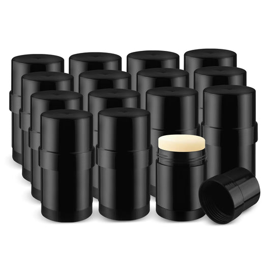 glasstore 15 Pcs Plastic Empty Deodorant Containers Twist-up DIY Deodorant Tubes Top Filling Refillable Lip Balm Tubes For Deodorant Lip Balm Lotion Sticks etc (black, 30ml/1oz)