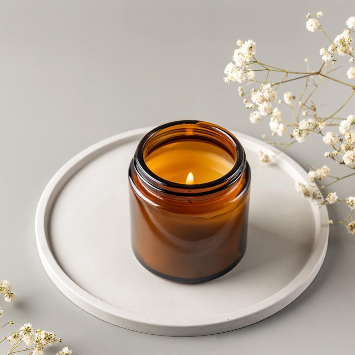 Keketin 8 oz Amber Glass Jars,16 Pack Empty Cosmetic Containers with Inner Liners and Black Lids,Refillable Round Cream Jars for Lotion,Ointments,Bath Salts,Makeup,Slime and Travel