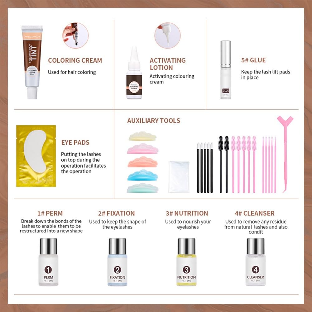Lash Lift Kit with Black Color, Eyelash Perm Kit, Quick Curling Perming with Complete Tools, Lash Lift Kit, DIY at Home, Long Lasting for 4-6 Weeks