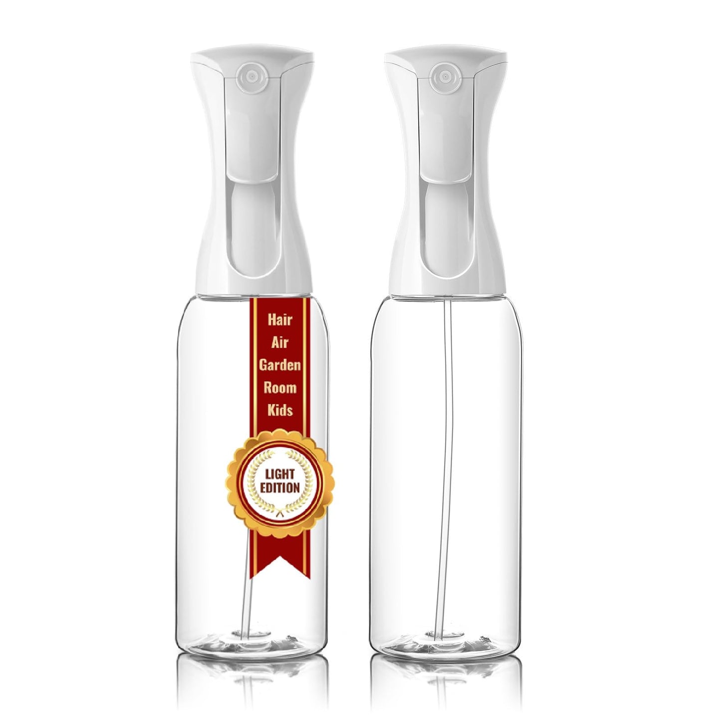 Mistifi Continuous Mist Spray Bottle – Ultra Fine Refillable Water Mister for Hair, Plants, Cleaning, Skincare, Salon & Home Use　(500ml 2Pcs, Transparent bottle)