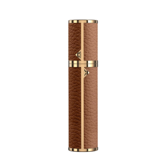 3zorqinron 8ML Travel Perfume Refillable Atomizer, Mini Genuine Leather Cologne Sprayer, Protable Pocket Size Empty Fragrance Spray Bottle (Brown)