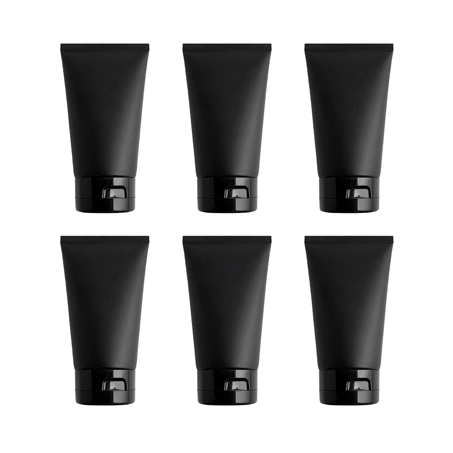 6PCS 150ml 5oz Black Plastic Travel Bottles Refillable Leakproof Squeeze Tubes with Flip Top Cap for Shampoo Lotion Toiletries Cosmetic Makeup Sample Storage