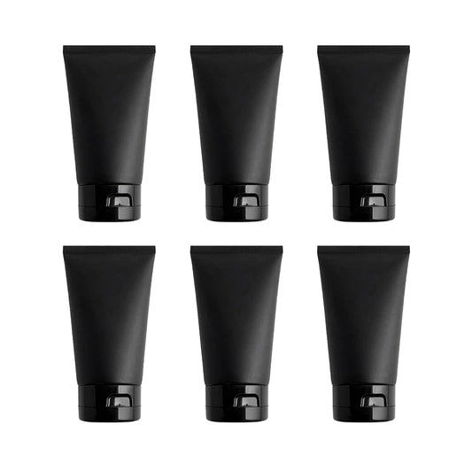 6PCS 150ml 5oz Black Plastic Travel Bottles Refillable Leakproof Squeeze Tubes with Flip Top Cap for Shampoo Lotion Toiletries Cosmetic Makeup Sample Storage