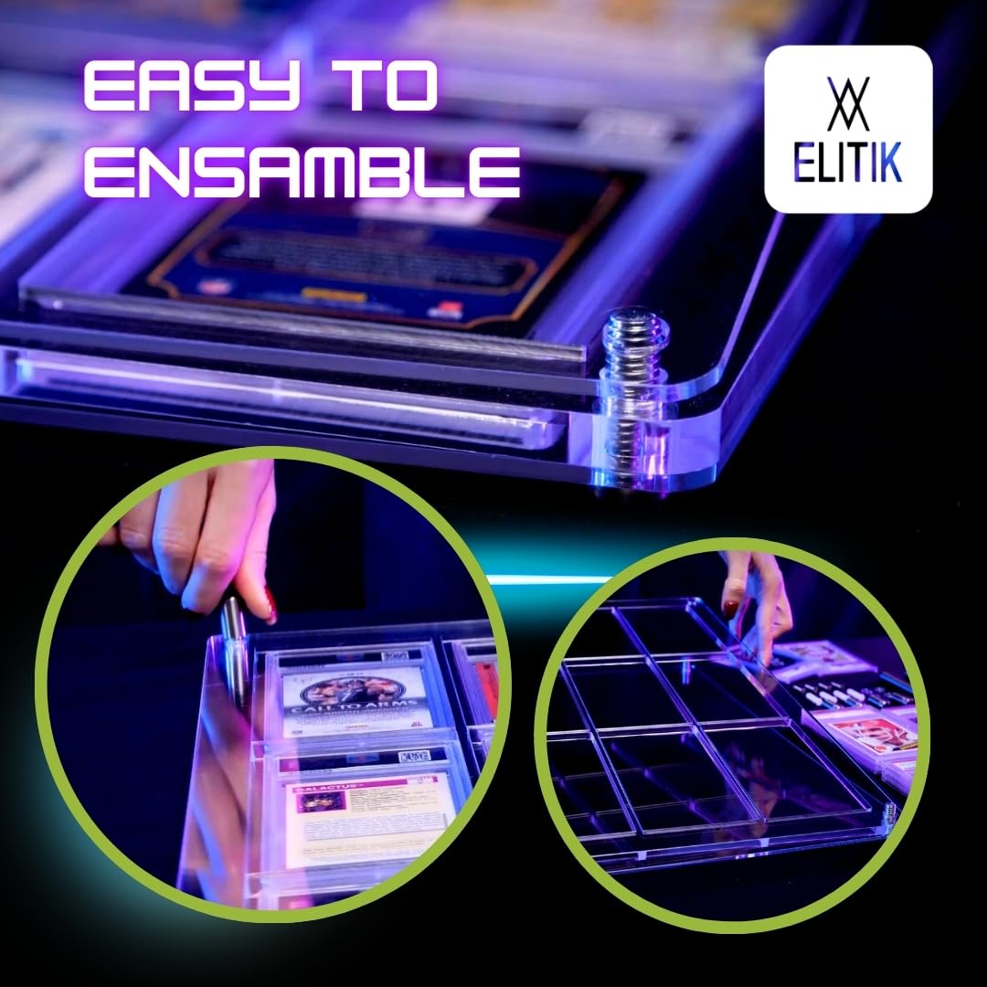 ELITIK Acrylic Card Display Case for BGS, HGA & MAGPRO Slabs – Holds 12 Graded Cards, Wall Mount or Desktop Frame, Premium Clear Acrylic Display for Sports Cards, Baseball, Basketball...