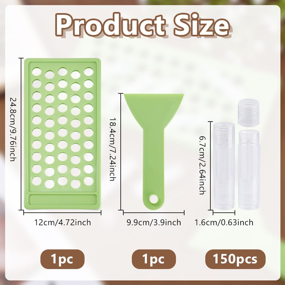 arricraft 150 Pcs Lip Balm Tubes with Filling Tray and Spatula, 8ml Empty Tubes Plastic Clear Lip Gloss Balm Containers for DIY Make Up