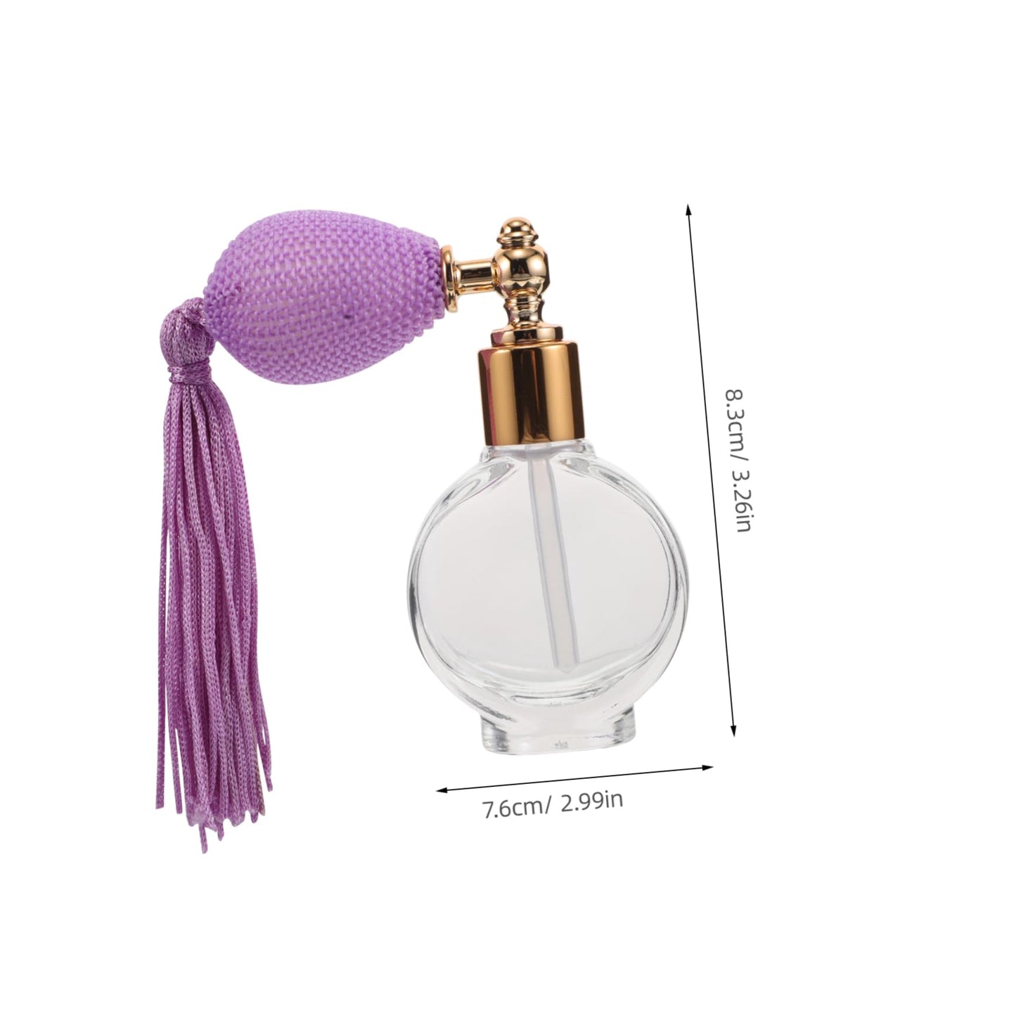 Healvian Refillable Perfume Pump Sprayer Bottle Vintage Style with Tassel Portable Mini Atomizer for Travel Body Powder and Fragrance Compact Makeup Tool 3.26X2.99X0.66In
