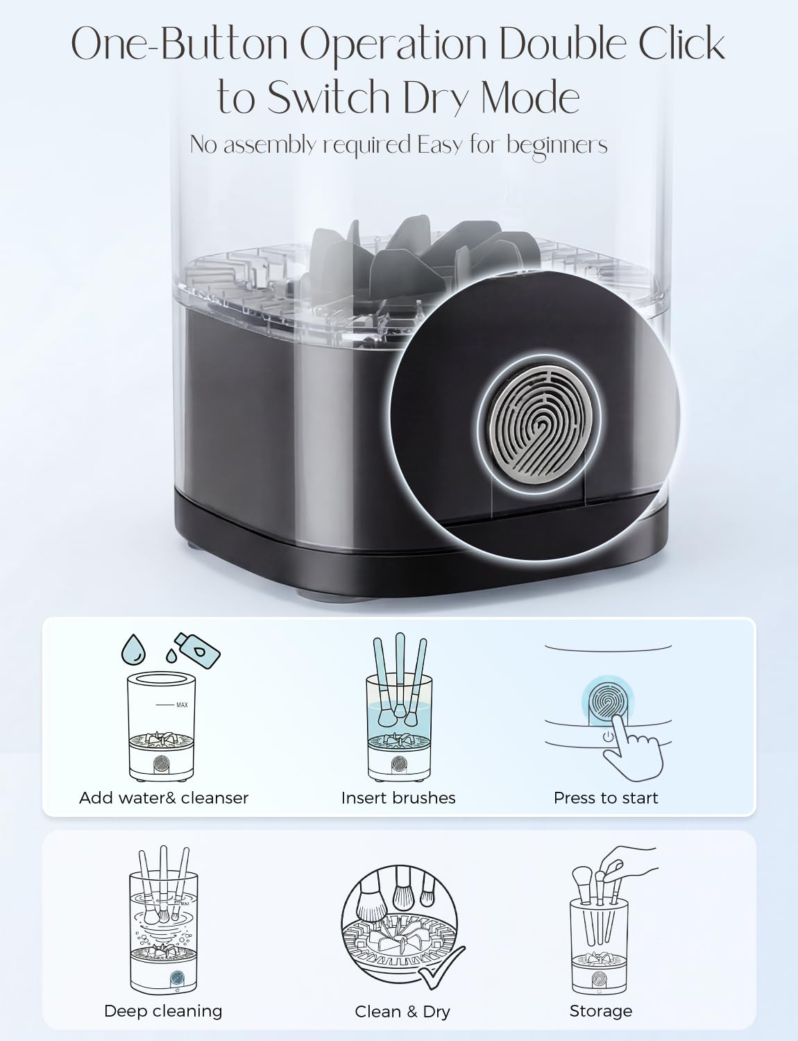 Electric Makeup Brush Cleaner Machine,3 in 1 Makeup Brush Cleanser & Washer,Cleaning Tool,Cosmetic Brushes Cleaners Cleaning For All Size Beauty Makeup Brush Set,Eyeshadow, Blush Brush. (Black)