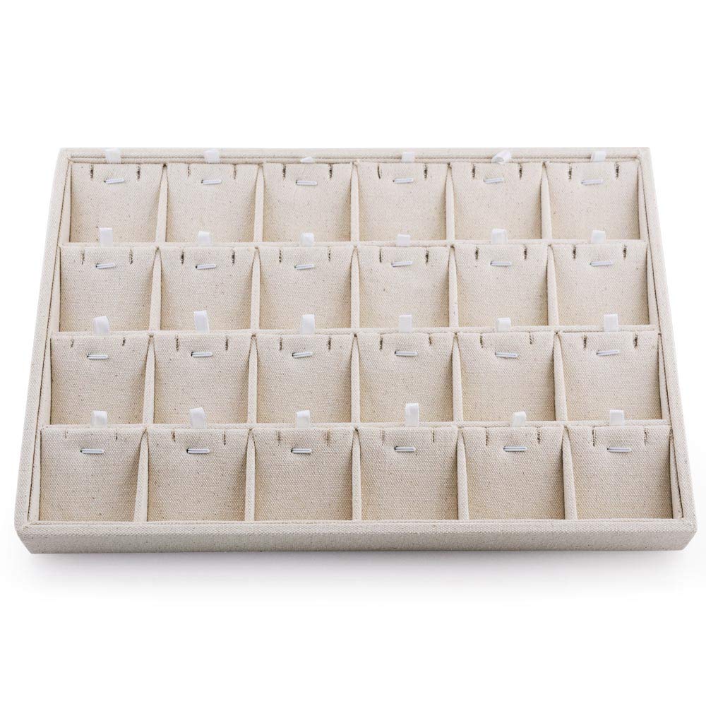 Oirlv Stockable 24 Grids Insert Jewelry Tray Pendant Earrings Storage Trays Showcase Display Organizer