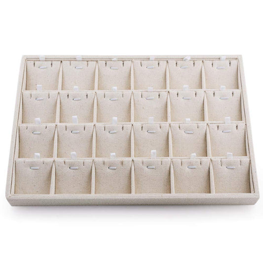 Oirlv Stockable 24 Grids Insert Jewelry Tray Pendant Earrings Storage Trays Showcase Display Organizer