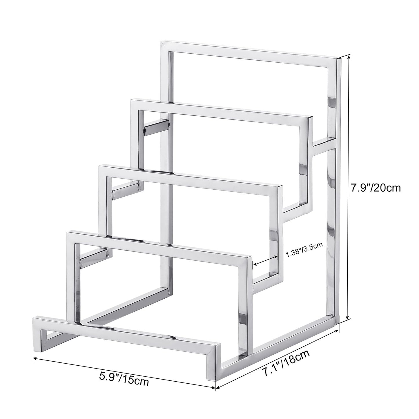 uxcell Clutch Purse Display Stand 4 Layer Wallet Display Rack Metal Clutch Holder Riser for Home Retail Store Supplies - Silver