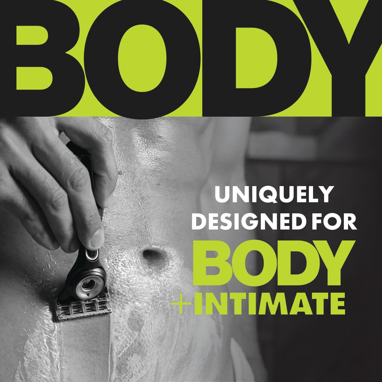 Gillette Labs Body + Intimate Razor For Men, Handle + 1 Blade Refill, Magnetic Shower Hanger