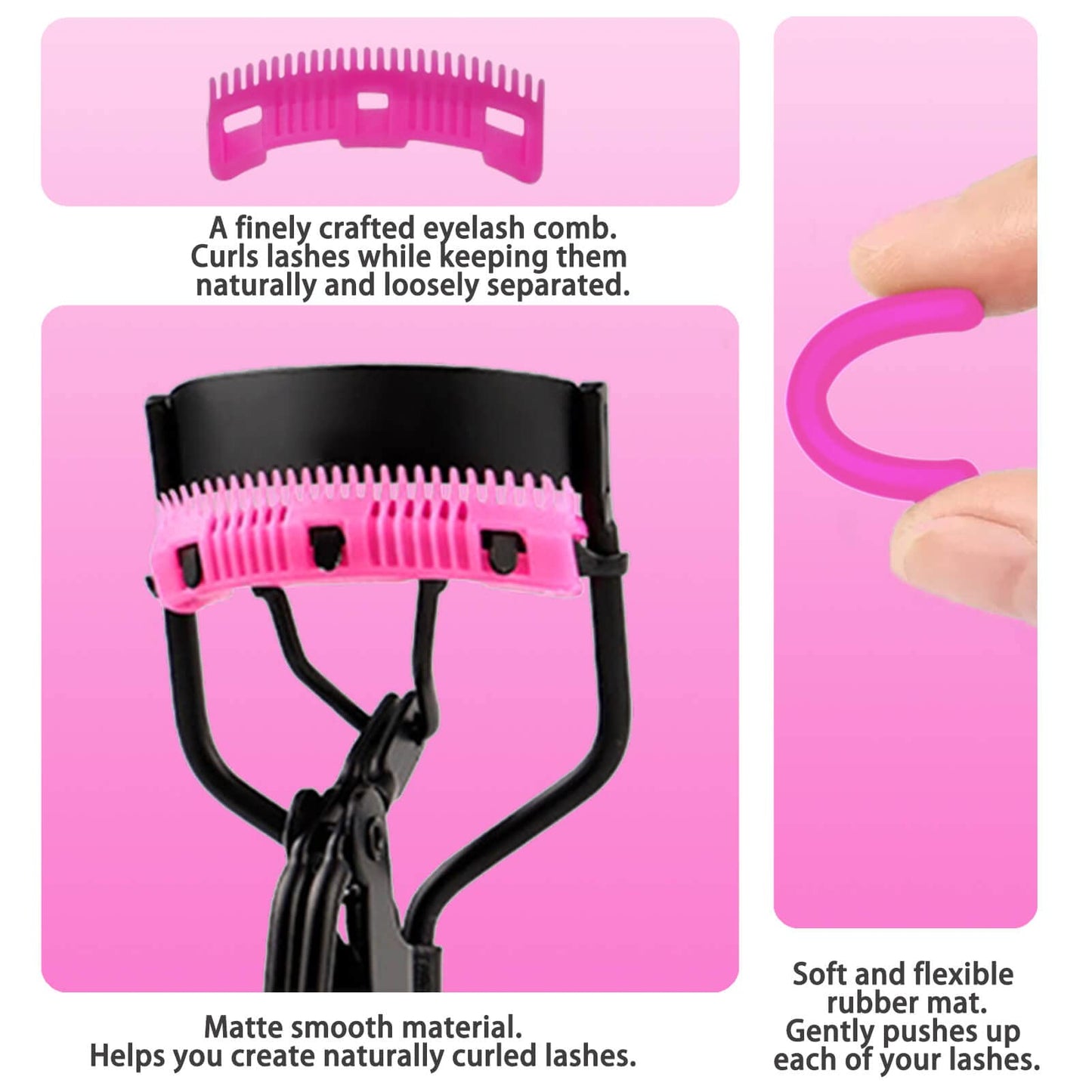 Eyelash Curlers with Comb IMMER LIEBEN Lash Curler with 5 Replacement Refills, 3 Combs, 10 Seconds Curl and Lifted Lashes Black and Purple 2 Pack