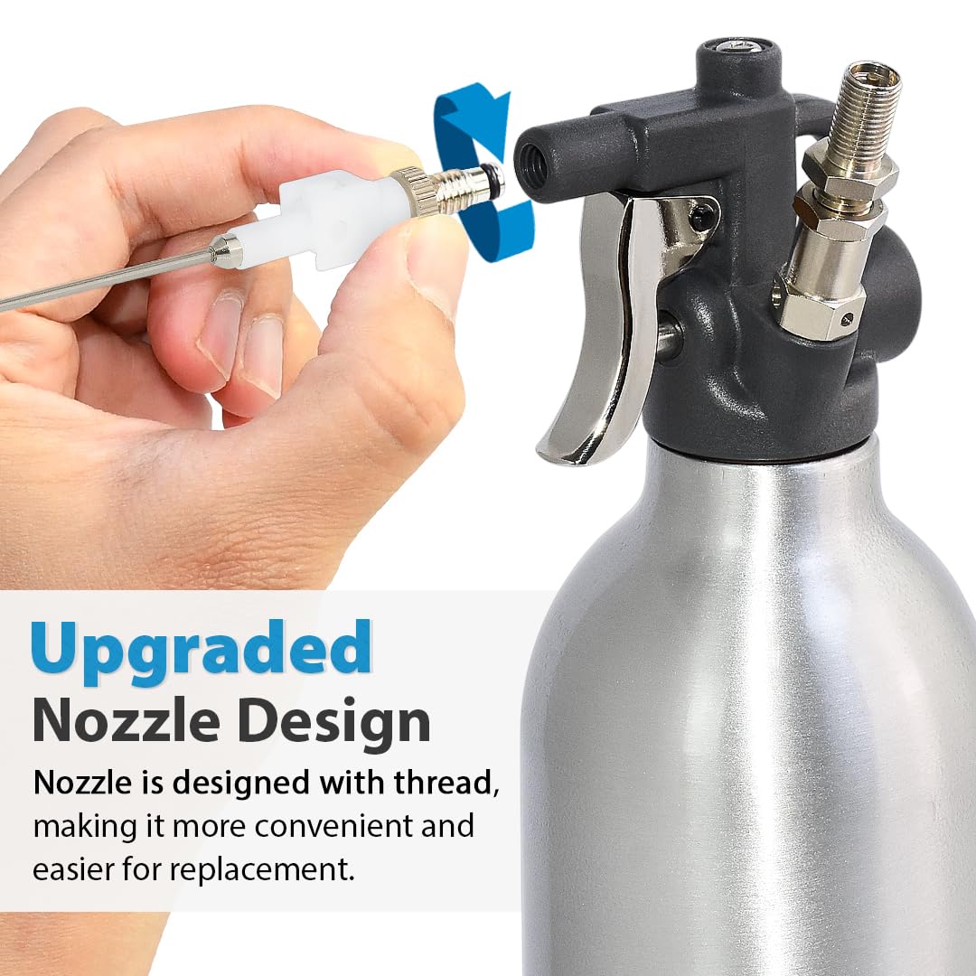 FIRSTINFO A1638 (3rd Gen) Patented Lightweight Max. Pressure 140psi / 620ml Thickened Aluminum Canister Refillable Aerosol Spray Can | Compressed Air Sprayer | Wide Mist Spray