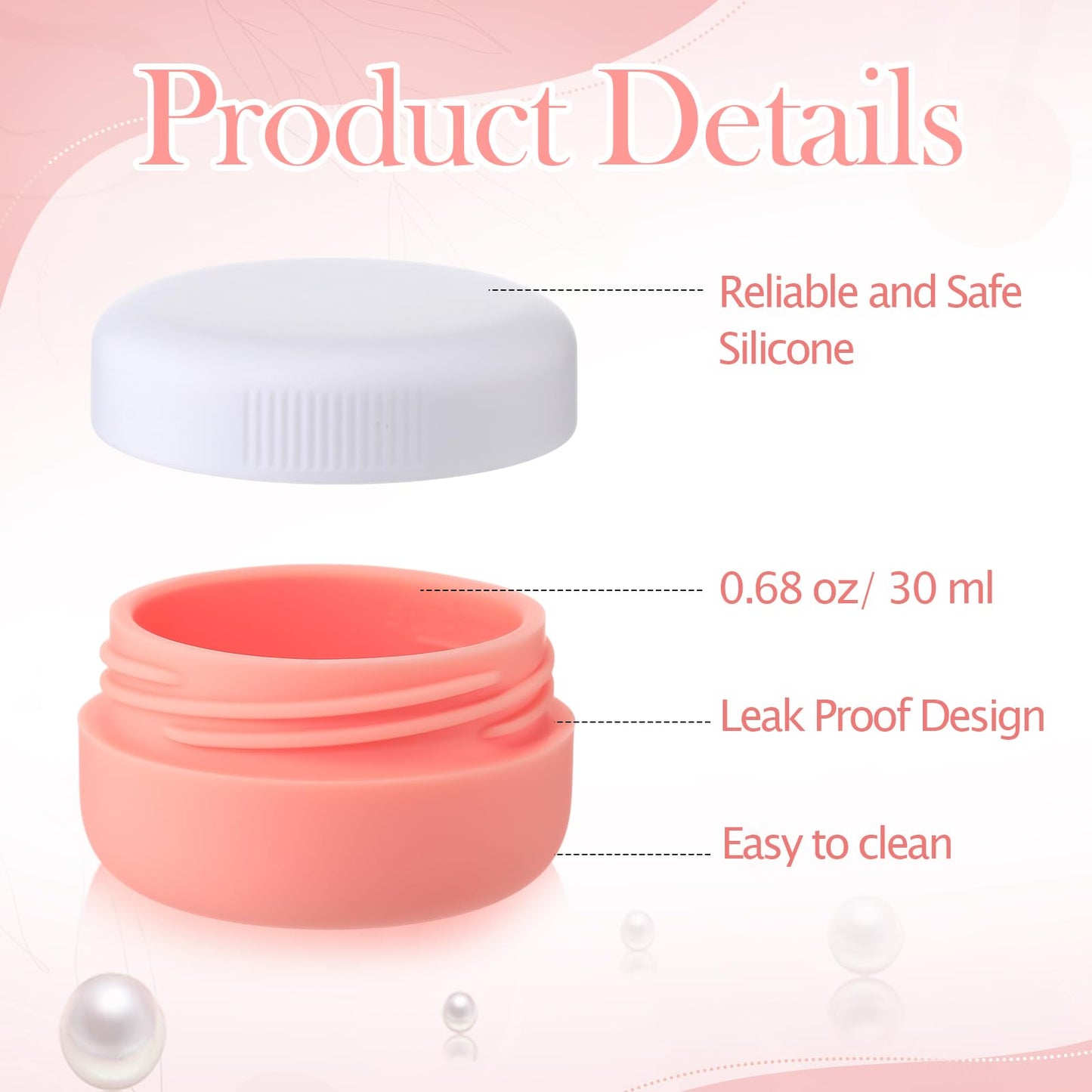 Meanplan 8 Pcs Travel Containers for Toiletries 1 Oz/ 30 ml Small Silicone Cream Jars with Lids Mini Cosmetic Jars Refillable Travel Moisturizer Container for Makeup Face Body Hand Cream