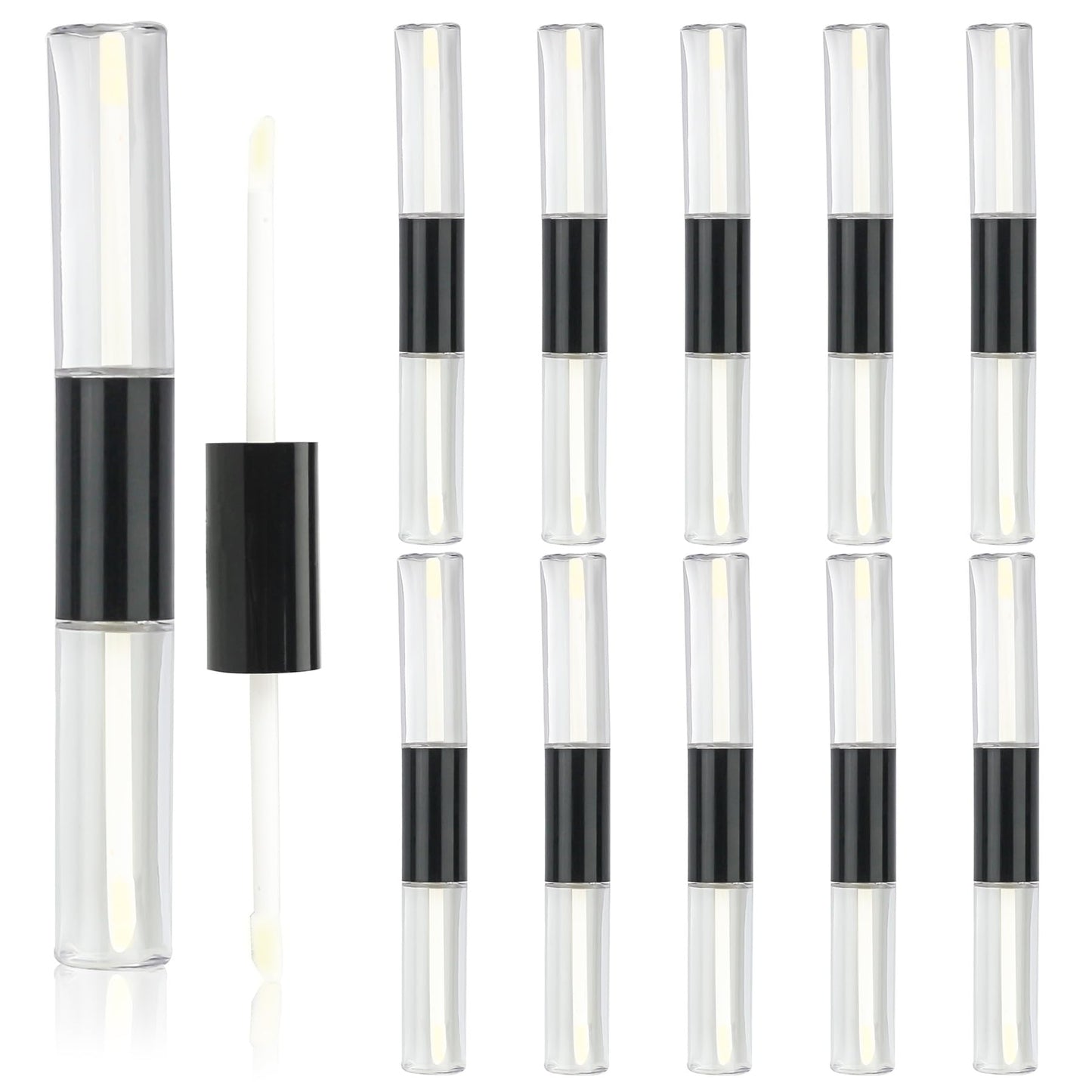 COSIDEA 10pcs Round plastic 10ml*2 dual Ended lip gloss tubes 20ml double end lipgloss tube container