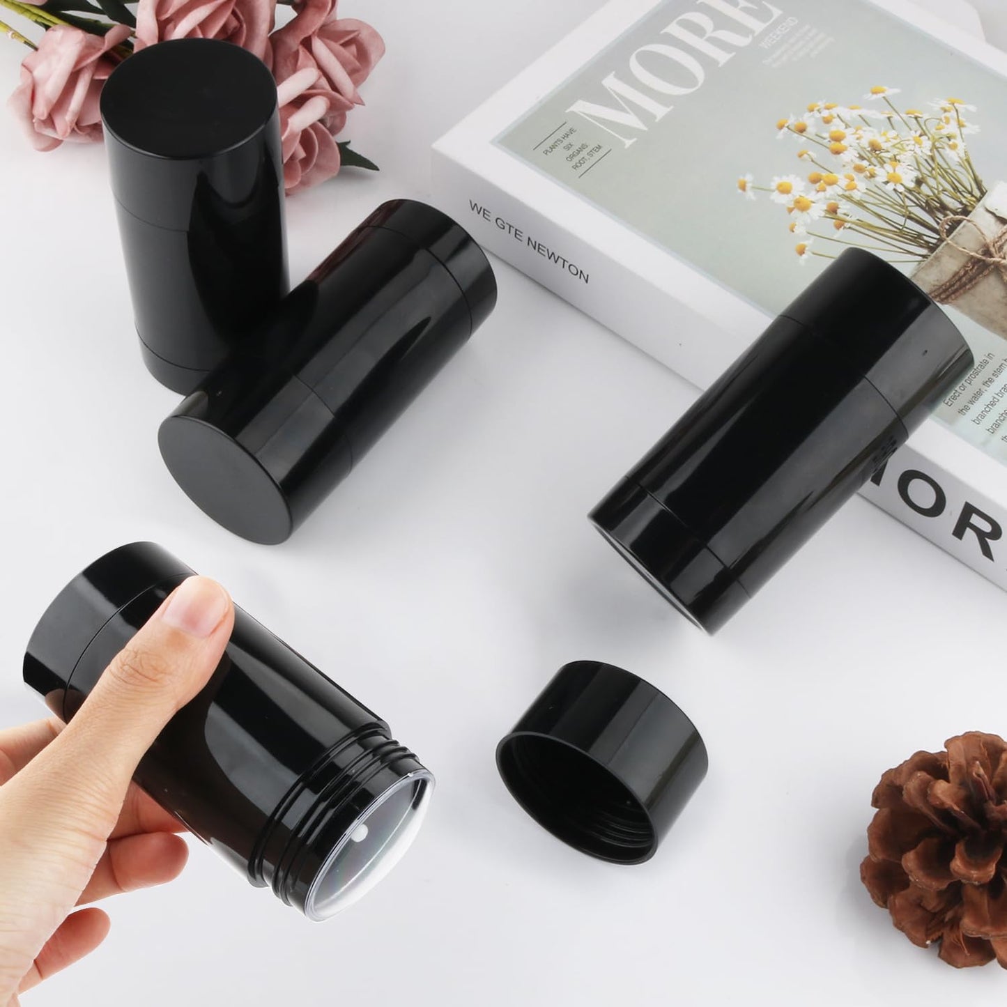 8 Pack 75ml/2.5oz Plastic Deodorant Containers Empty Twist Up Filling Stick Tube Bottom-Fill Deodorant Bottles for DIY Cosmetic Lotion Bar Sunscreen Lip Balm Crayon - Black