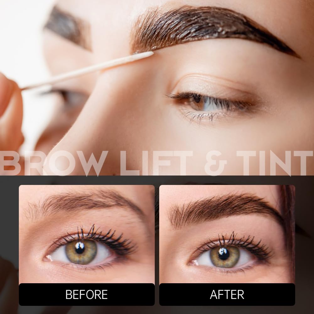 GOLLEE Lash Lift and Black Color Kit Brow Lamination Kit Black Eyelash & Eyebrow Set Eyelash Perm Kit With Detail Instruction and Complete Tools Easy For Beginner Achieve Salon-Quality at Home