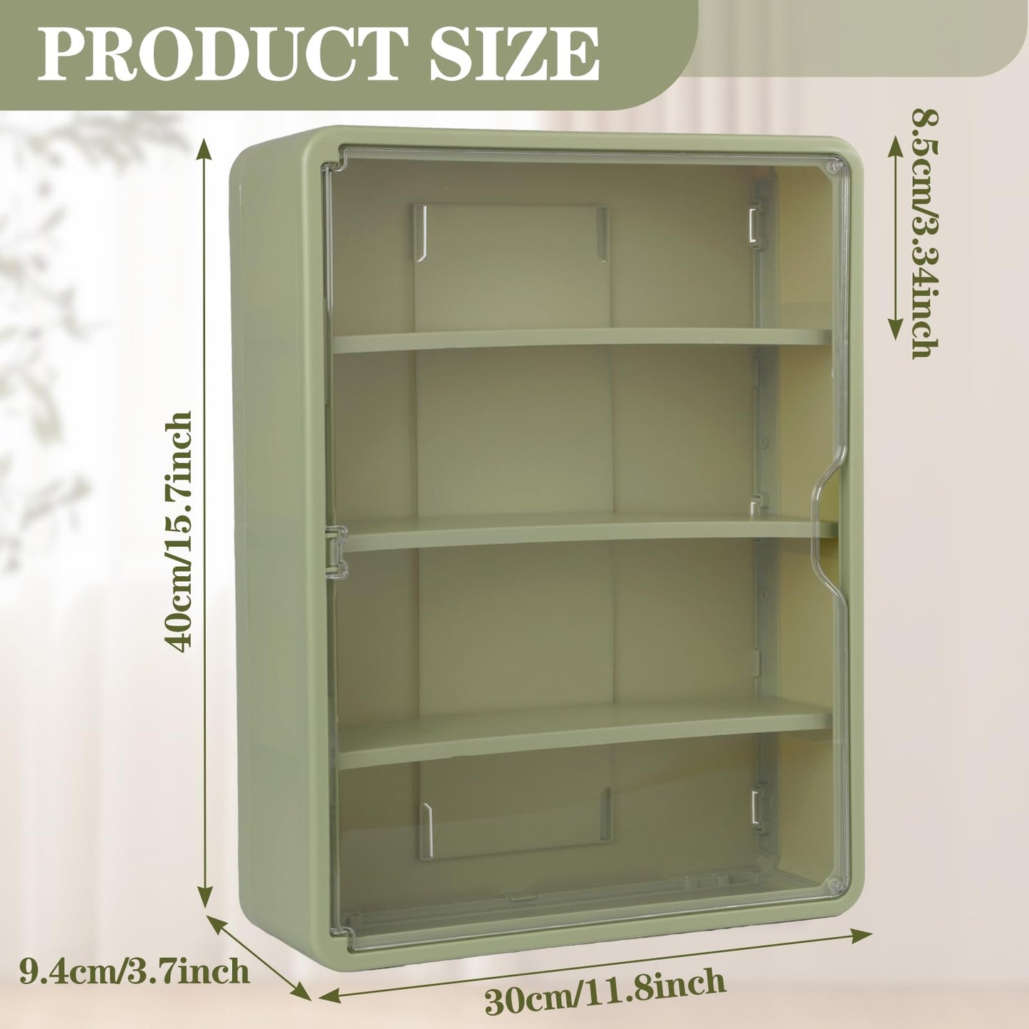 4-Tiers Clear Display Case for Figures, Wall-Mounted Display Box with Adjustable Shelves, Dustproof Display Cabinet Organizer for Mini Figures, Blind Box Toys and Collectibles (Green)
