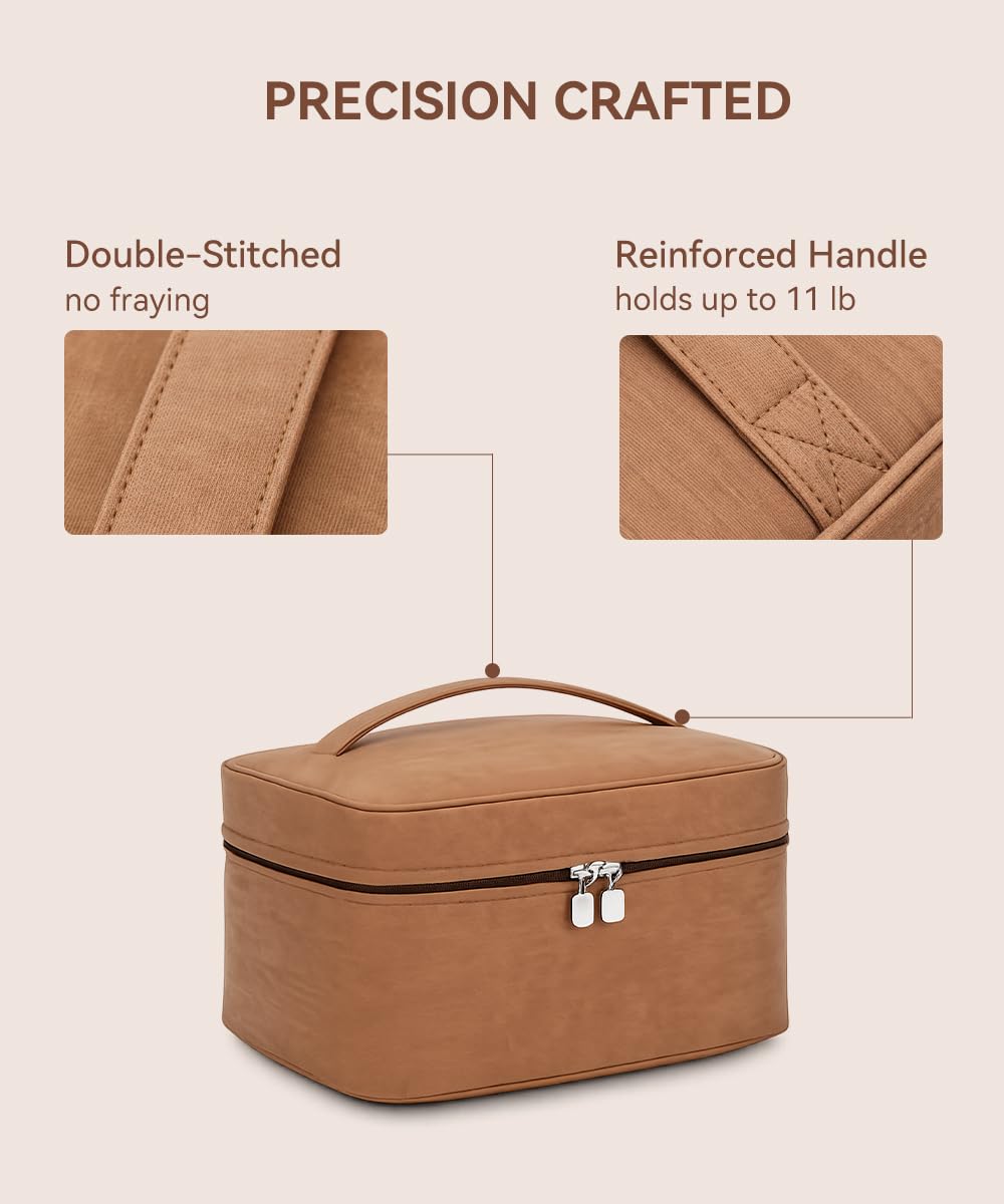 Hemompito Cosmetic Bag for Women, Large Makeup Bag with Detachable Small Bag, Waterproof Makeup Pouch with Handle & Multiple Compartments, Smooth Zippers, Easy to Clean, Built to Last for Home, Travel
