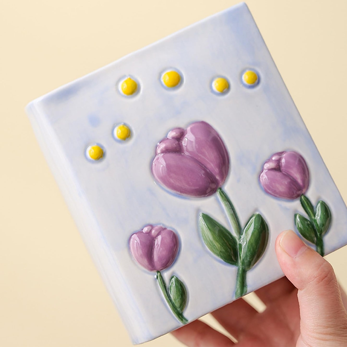 Busnos Book Vase Flower Pencil Cup Pen Holder For Office Desk Decorative Books Blue Flower Vase Cute Toothbrush Holders Home Decor Teacher Book Gifts for Women Small Makeup Brushes Holder