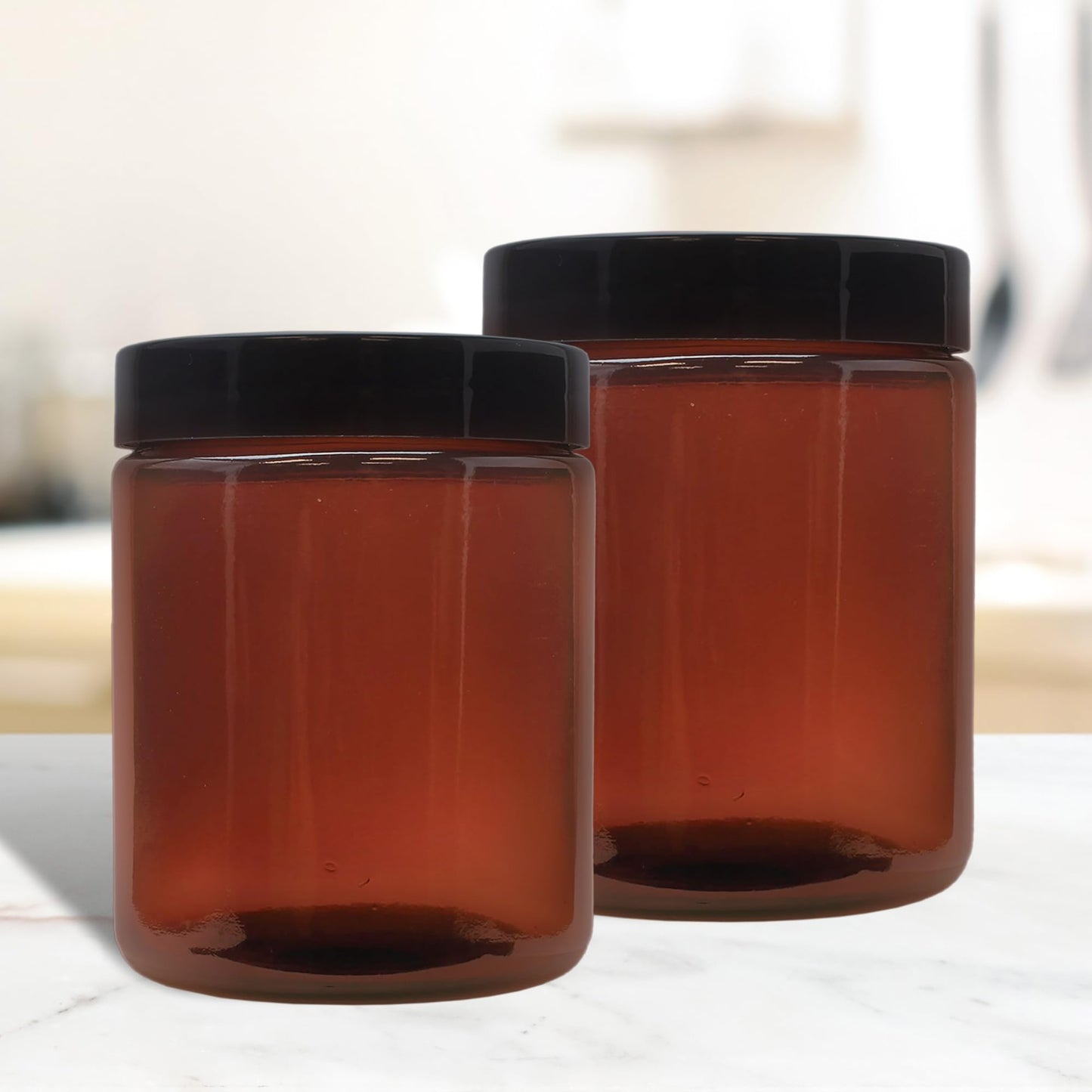 Cornucopia Brands 8oz / 9oz Amber Glass Jars (Pack of 6) Straight Sided Cosmetic Jars, Great for Body Butter, Creams, Stash Jars, Etc.