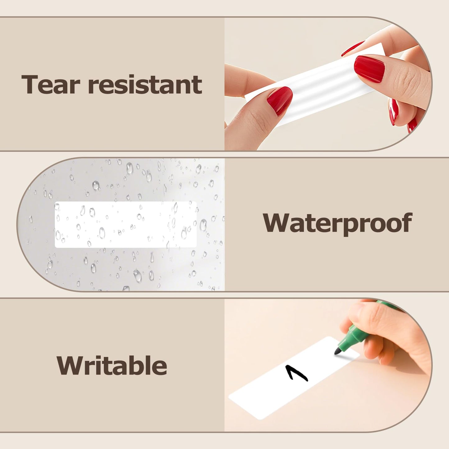 Meitaat 3 × 1 Inches White Rectangle Color Coding Labels 1000 PCS, Self-Adhesive Writable Waterproof Vinyl Blank Sticker Roll for Office Home School Business